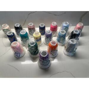 NEW 18 Spools of Woolly Nylon Sewing Thread....1000M Each..16 Different Colors